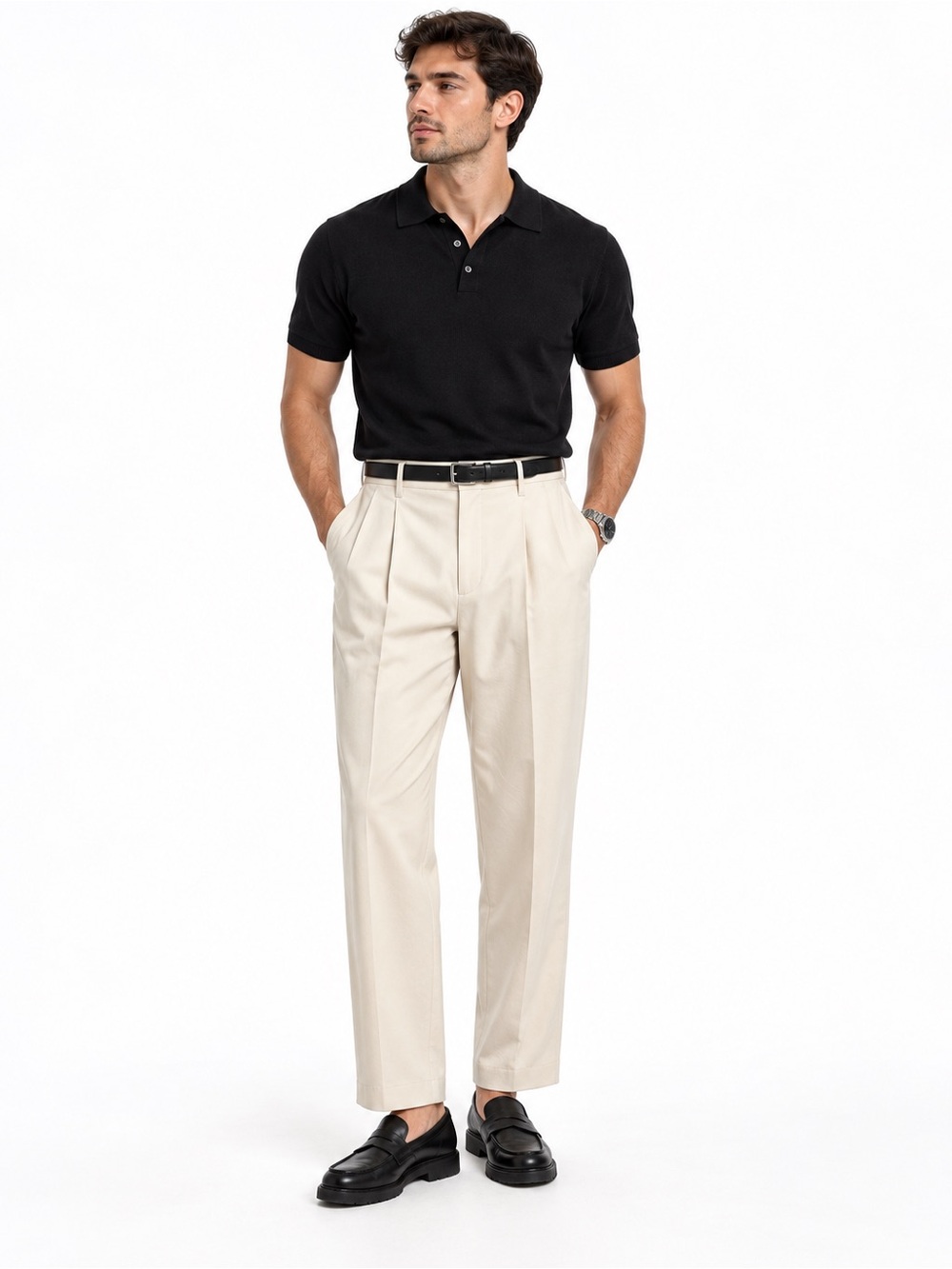 Zara Men’s Cream Pleated Tailored Trousers Pants Size 30